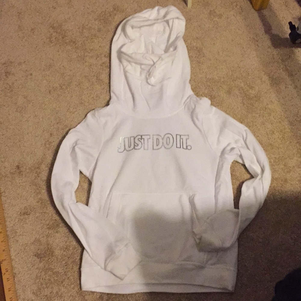 Nike just do it cowl neck white hoodie xs